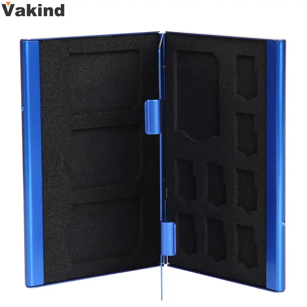 Memory Card Case Aluminium Alloy 8 TF + 4 SD Memory Cards Storage Box