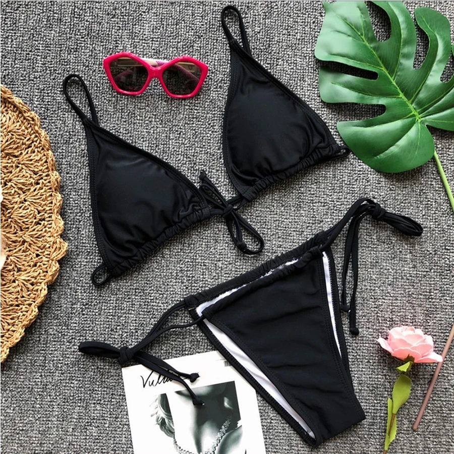 micro bikinis 2018 mujer Sexy solid biquini bandage Split Swimsuit brazilian bikini low waist swim suit beach wear swim wear