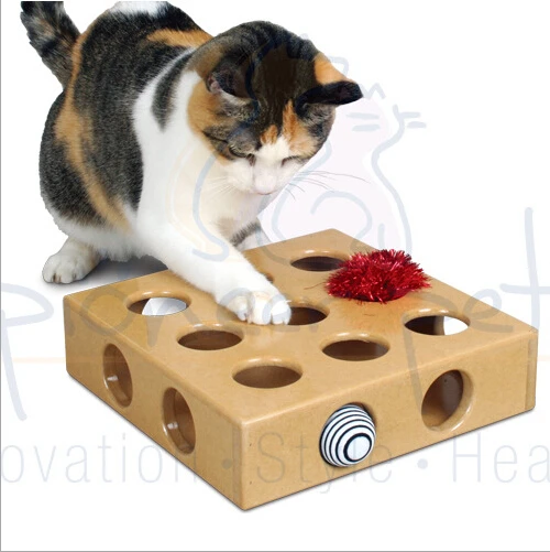 Cats Hide&seek Box Scratching Toy Funny Peek and Play Platform Kitty