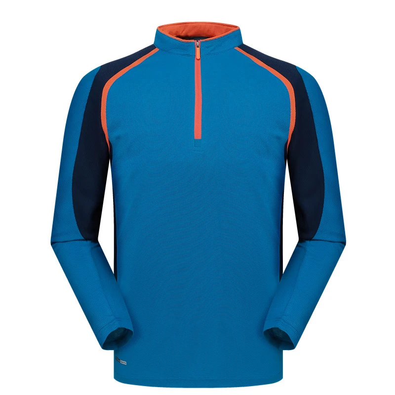 New Quick Dry Outdoor Hiking T shirt Men Long Sleeve 1/4 Zip Up Leisure