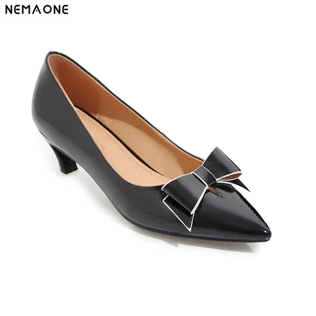 

NEMAONE 2019 Fashion women pumps 4cm sheepskin women shoes low heels pointed toe comfortable high quality office heels