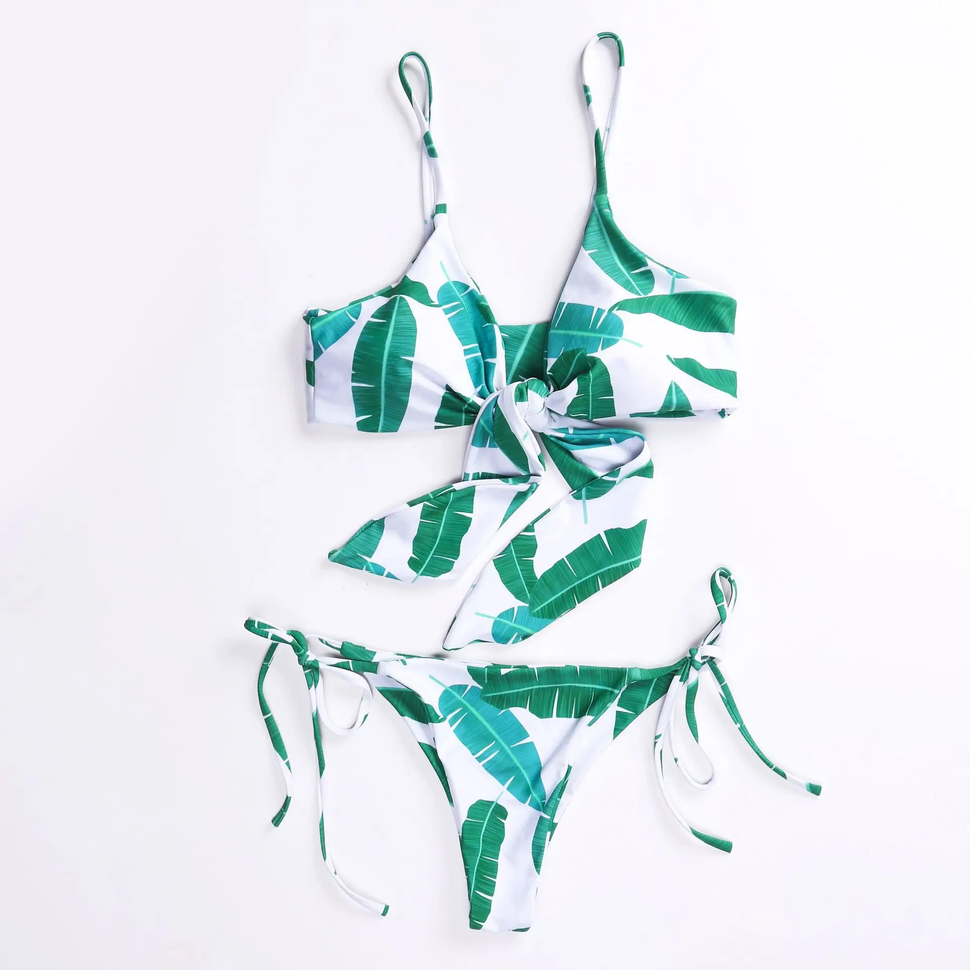 Бренд Melphieer, купальник для девочек с зелеными листьями, тропический Купальник для женщин, пляжная одежда, пуш-ап бикини, женский купальный костюм, летний купальник для купания