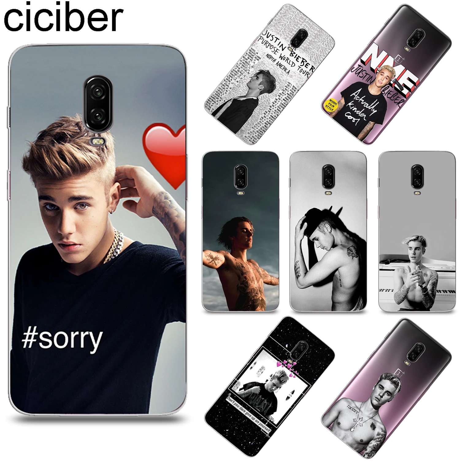 ciciber Justin Bieber Super Star Cover For Oneplus 6 6T 5 5T Back Clear Soft TPU Phone Cases For 1+ 6 6T 5 5T Coque Fundas Capa