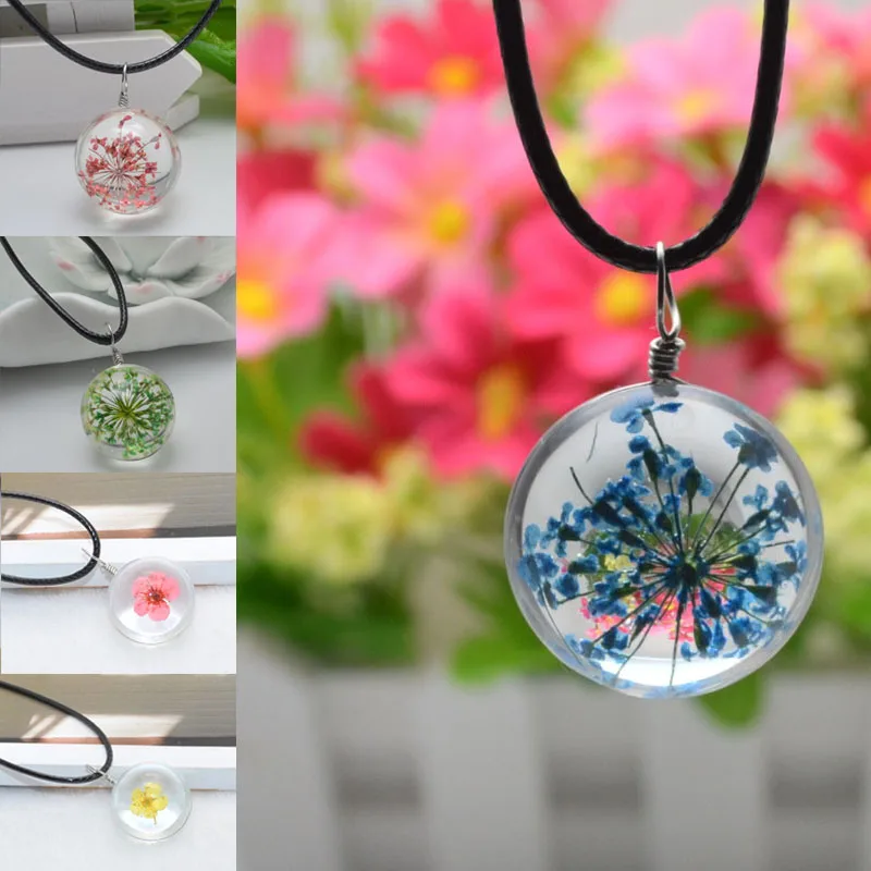 LNRRABC Fashion 1 Pc Girls Fashion Crystal Glass Ball Flower Pendant