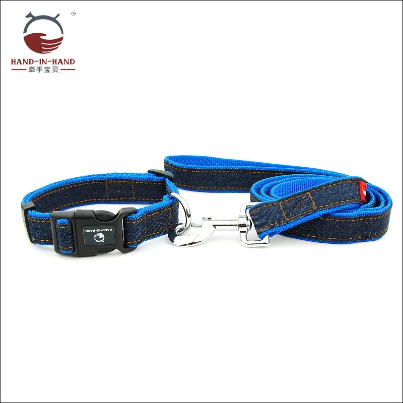 

Dog Collar Pet Products Medium Large Dog Pet Nylon Denim Collar Leash Set