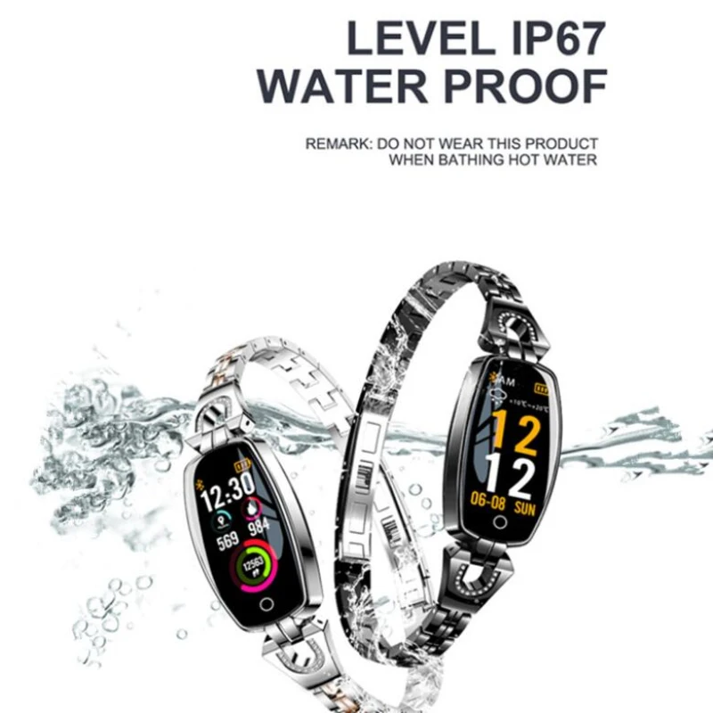 

Heart Rate Blood Pressure Smart Bracelet Fitness Tracker Smart Watch Women Female Clock IP67 H8 Women Fashion Smart Wristband