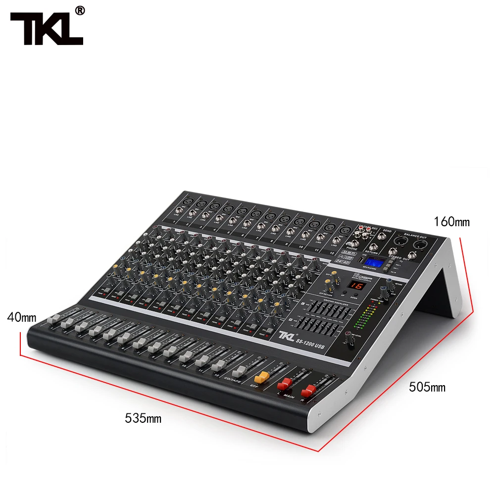 US $261.36 TKL SS1200 USB Professional Audio Mixer 12 Channels Sound Mixing Consoles Bluetooth With 16 Reverberation Equalizer