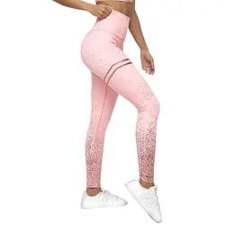 NORMOV Мода Push Up леггинсы для Для женщин принт блестящие Фитнес в полоску Лоскутное Легинсы Высокая Талия Леггинсы женские