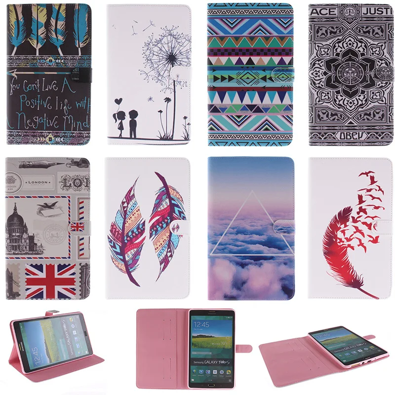 

Feather Lotus Cloud Pattern PU Leather Flip Wallet Case For Samsung GALAXY Tab S2 8.0 T715 T715C Back Cover Coque Fundas