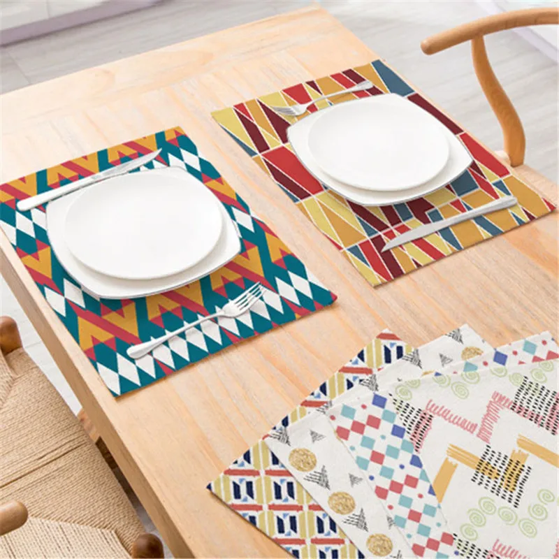 

Simple Style Placemat for Dining Table Table Mat Tableware Pad Mat Geometric Placemats Pads Bowl Decoration Table Decor