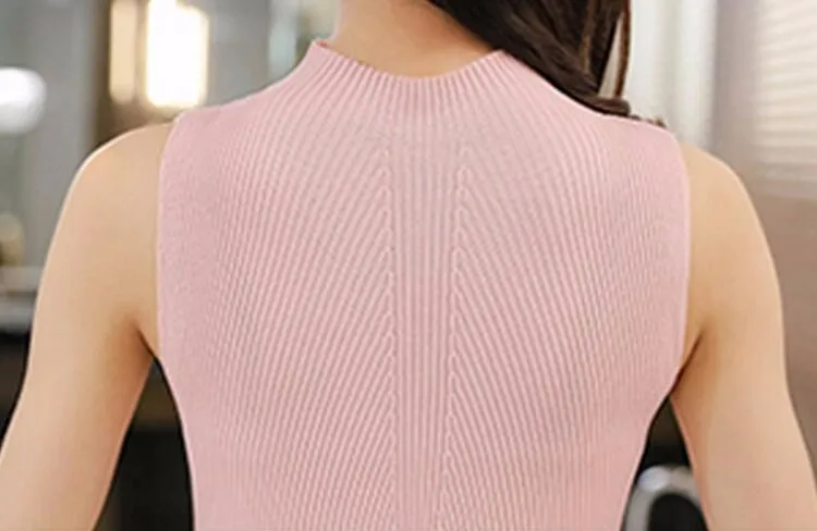 Женский вязаный жилет брендовый Дизайн Модный 5 Одноцветный вязаный пуловер без рукавов с круглым вырезом хлопковый женский свитер без рукавов
