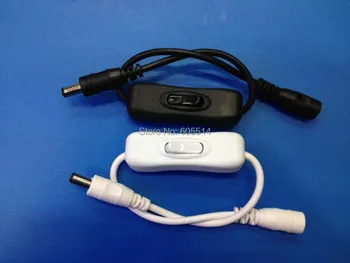 

[Seven Neon]free shipping 20pcs 30cm length white/lack DC jack power connector with switch,switch power cable