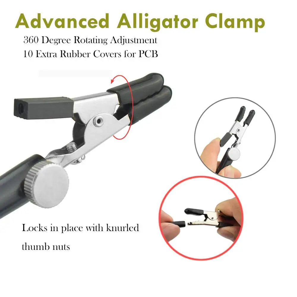 NEWACALOX Bench Vise Aluminum Table Clamp Soldering Iron Holder Soldering Station PCB Fixture Helping Hands with 2 Flexible Arms