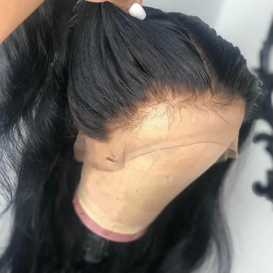 180% плотность 360 синтетический Frontal шнурка волос Парик предварительно сорвал отбеленные узлы передние парики на кружеве для женщин с