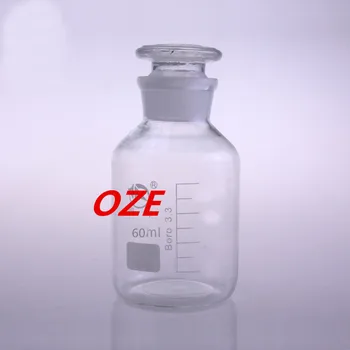 

1PCS Graduated Round Glass Reagent Bottle With Ground-in glass Stopper Wide Mouth 60ml