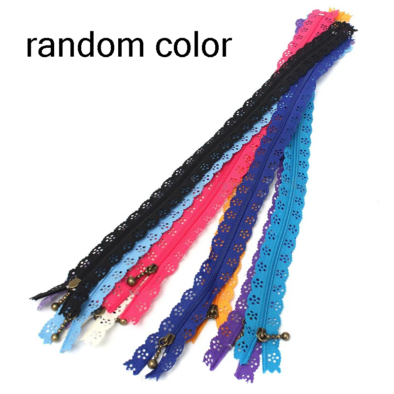 10pcs Nylon Mixed Color Lace Edge Zipper Puller DIY Craft Zip Tailor For Bag Garment Sewing Tool Random Colors