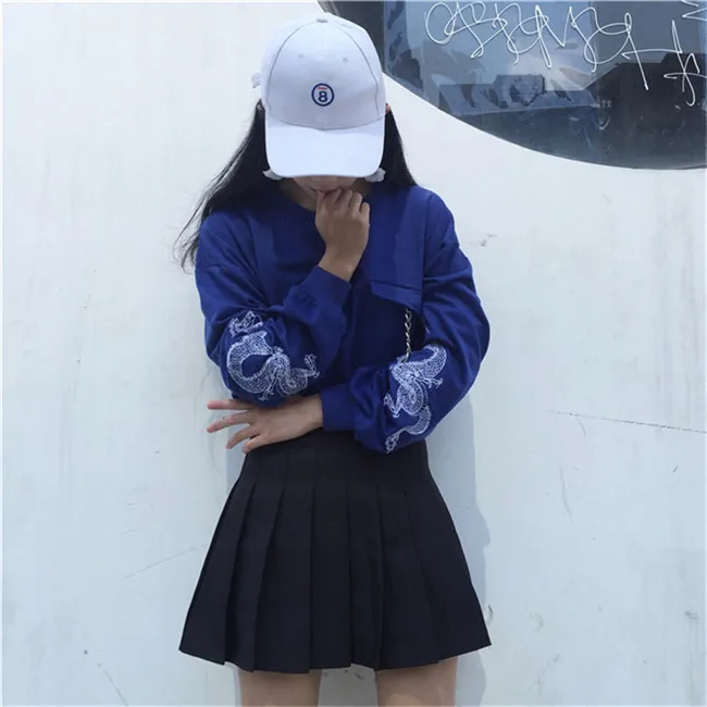 Женская толстовка с длинным рукавом Poleron Mujer корейский стиль Harajuku вышивкой