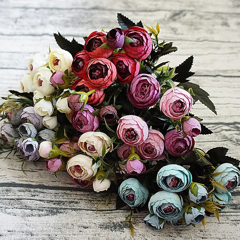 

9Heads mini silk Artificial Flowers peony flores fleur artificielles Camellia for Home christmas decoration fake Flower bouquet