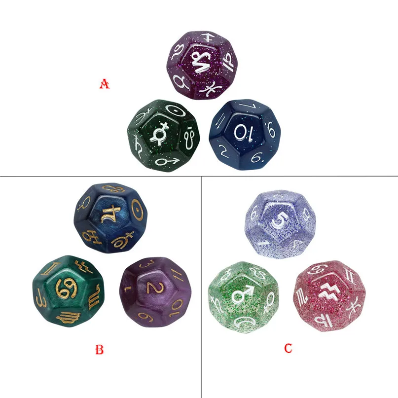 Constellation Dice for TRPG Game Lovers Constellation Game Dungeons & Dragons Polyhedral D4-D20 Multi Sided Acrylic Dice #2N22 (8)