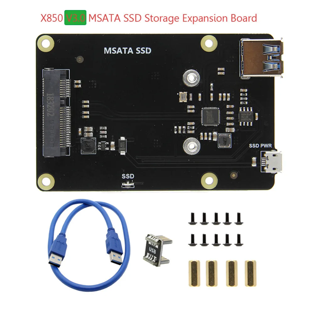 X850 mSATA SSD плата расширения жесткого диска для Raspberry Pi Поддержка USB 3,0 Плата расширения для Raspberry Pi 3 Model B/2B