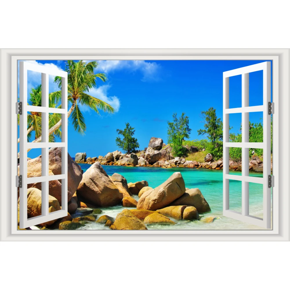 3 Panels Seascape Wall Murals Wall Stickers Window Stickers Wallpaper