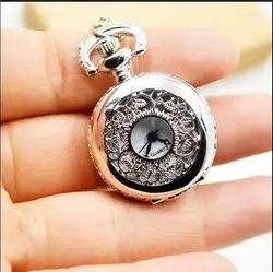 Новая мода кварцевые Серебряный лист кварцевые полые современный часов девушка женщина Цепочки и ожерелья карманные часы подарок