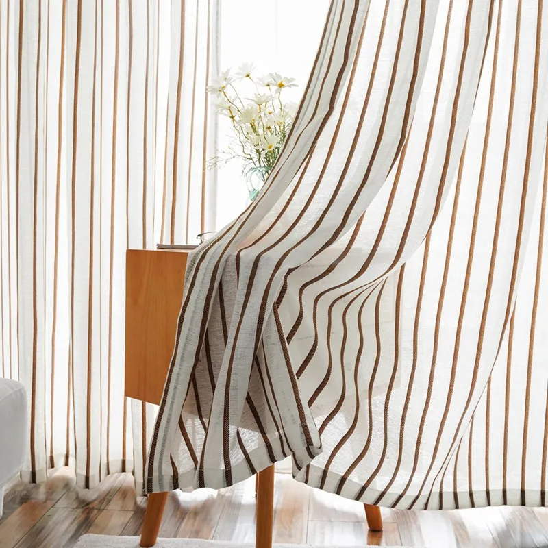 

Nordic Style Stripe Modern Curtains Tulle Curtains For Living Room Bedroom Window Voile Curtains