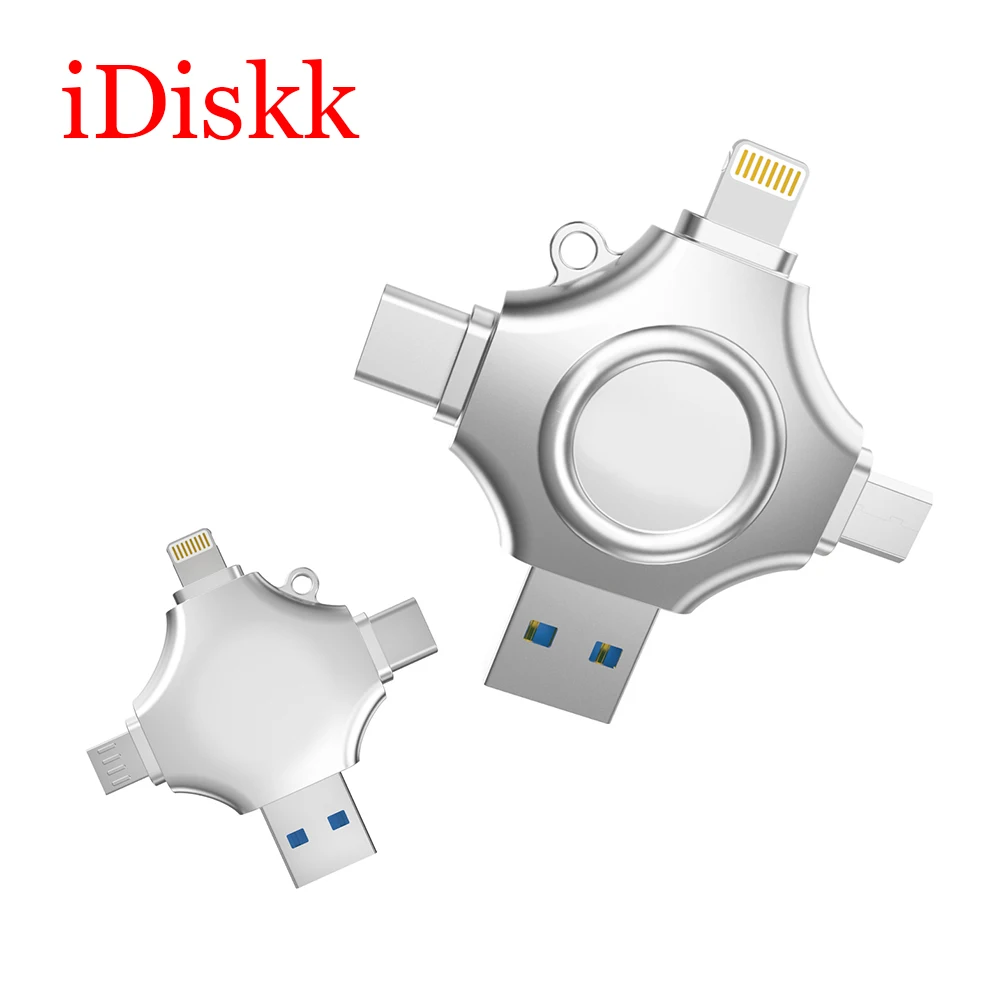 

iDiskk OTG USB Flash Drive All in 1 U Disk for iPhone X/8/7/7 Plus/6/6s/5/SE /Android/Type-C/Pc USB 3.0 High Speed 32GB 64GB