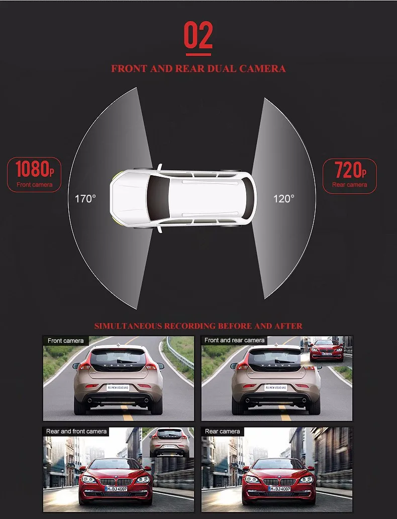 Full HD Автомобильный видеорегистратор 4,3 1080P дюймов Автомобильная камера с двумя объективами видеорегистратор ночное видение g-сенсор регистратор видеорегистратор dvr