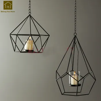 

Hanging Candle Holder Metal Wedding Holder Candle Gift Decorative Candle Lantern Morocco Stun Modern European Candlestick JKL157