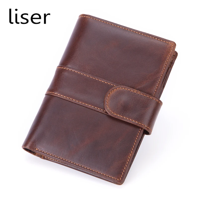 

New Genuine Leather Men's Money Wallets Multi-function D Card Holder Man oil Wax Short Wallet With Coin Pocket