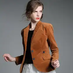 Женские брендовые модные однобортные куртки пальто вельветовые Костюмы Блейзер Большие размеры
