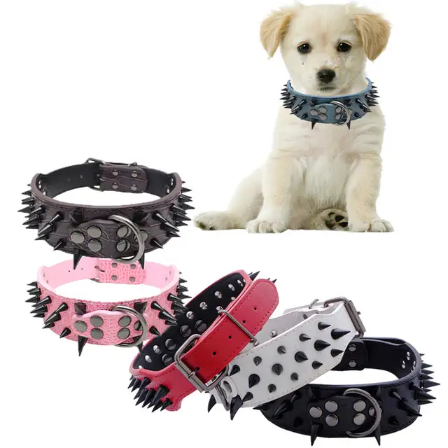 Us 479 40 Offsharp Spiked Studded Leather Collar For Large Dog Pet Pitbull Mastiff Durable Collier Cuir Petit Chien In Collars From Home Garden