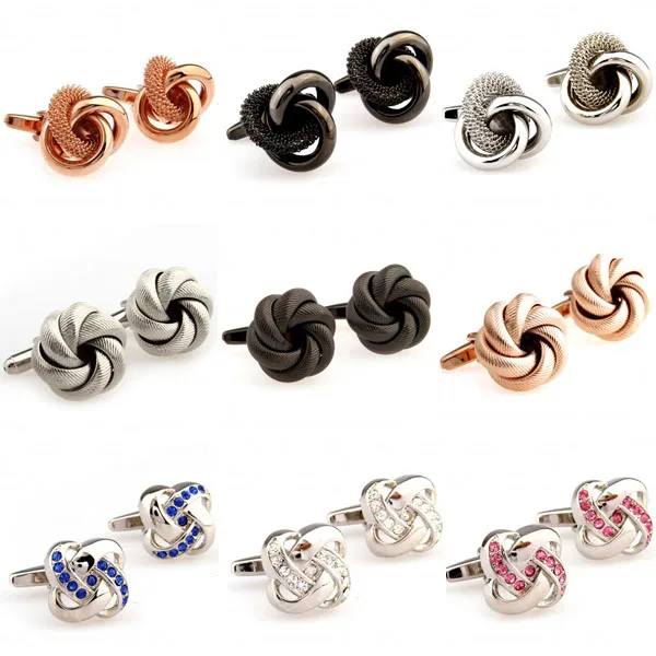 Запонки мужские металлические с камнями 1 пара|knot cufflinks|cufflink cuffcuff links |