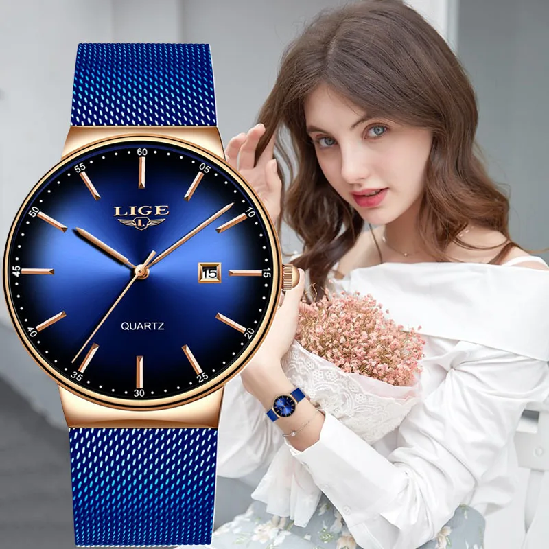 

2019 LIGE New Rose Gold Women Watch Business Quartz Watch Ladies Top Brand Luxury Female Wrist Watch Girl Clock Relogio Feminin