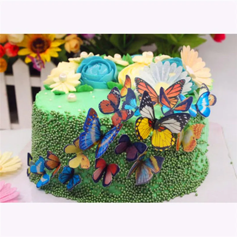 5 шт./компл. смешанные с рисунком бабочек и цветов съедобные клейкого риса Бумага торта на день рождения Свадебные украшения поставки