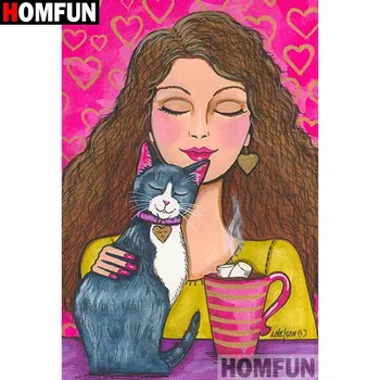 

HOMFUN Full Square/Round Drill 5D DIY Diamond Painting "Beauty cat" Embroidery Cross Stitch 5D Home Decor Gift A16745