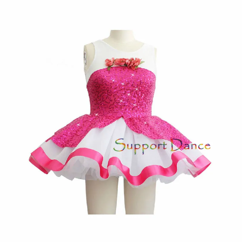 

Sequin Flowers Ballet Tutu Dress Children Adult Professional Shiny Performance Dance Costume C15