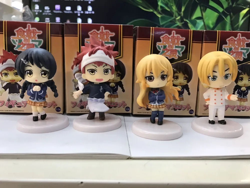 

4pcs/set Shokugeki No Soma Yukihira Takumi Tadokoro Megumi Action figure Anime Doll PVC Collection Model Toy for friends gift