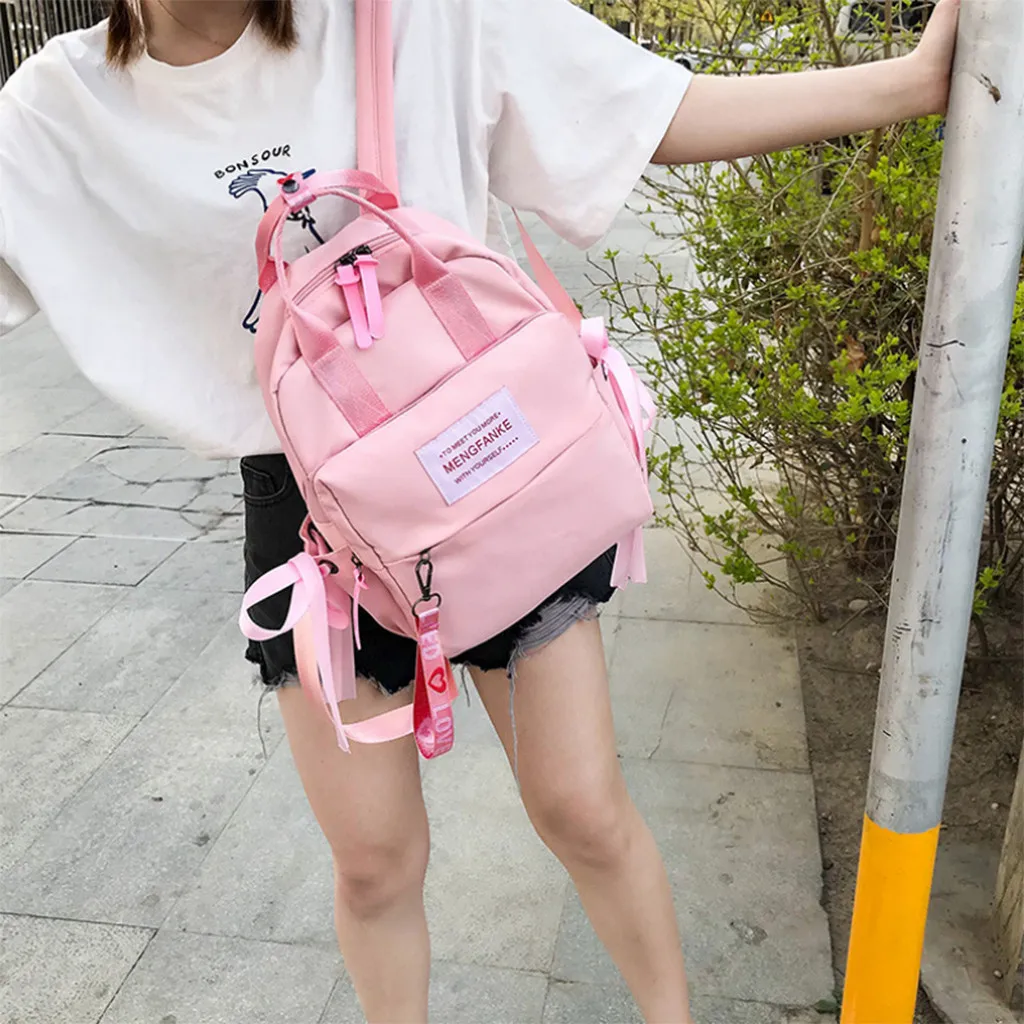 

College Nylon Backpack Stylish Scarf Large Capacity Letter Student Backpack Anti Theft Backpack Usb Charging Travel Couple Bag