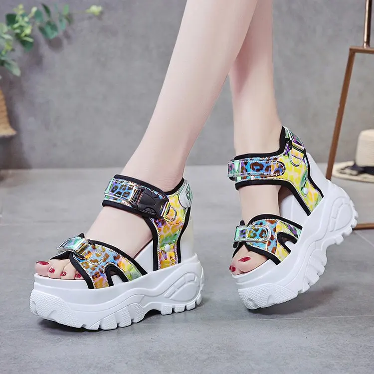 Fujin Muffin Bottom Sandals Female Wild Thick-soled Students Increase Summer Beach Shoes Dropshipping Fashion Casual Sandals