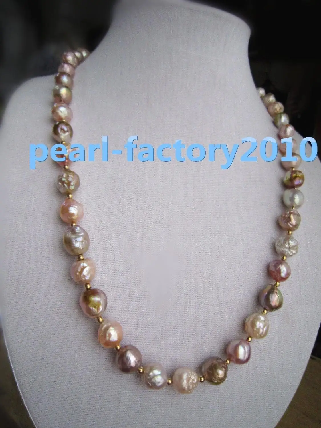 

GORGEOUS baroque 20" 11-12MM SOUTH SEA multicolor PEARL NECKLACE 925silver CLASP