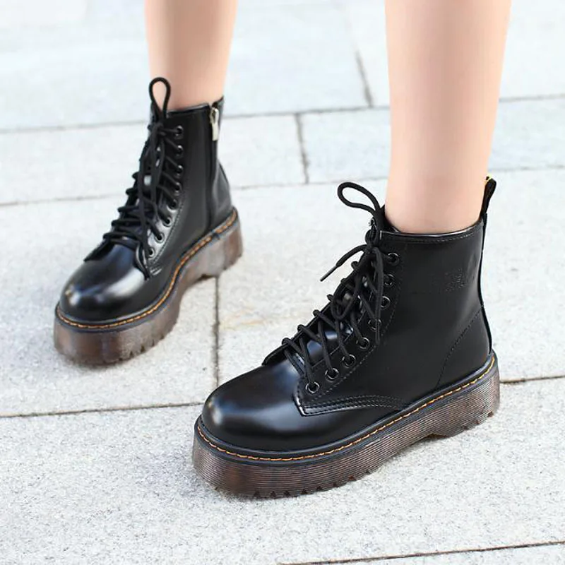 

DAFENP Women Boots women Spring Autumn Motorcycle Ankle Platform Boots PU Leather Shoes Woman Boots botas mujer bota feminina