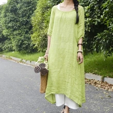 Новое женское платье большого размера льняное женское dress18059-5