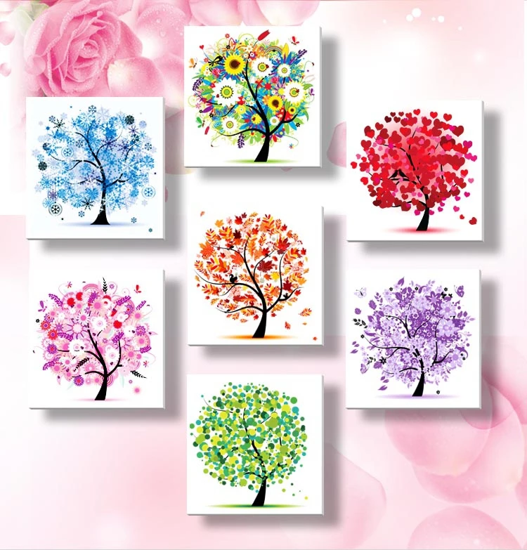 

^% 7 colors flower tree pattern 4 seasons DIY 5D Diamond Painting mosaic round crystal Cross Stitch Diamond Embroidery Kits