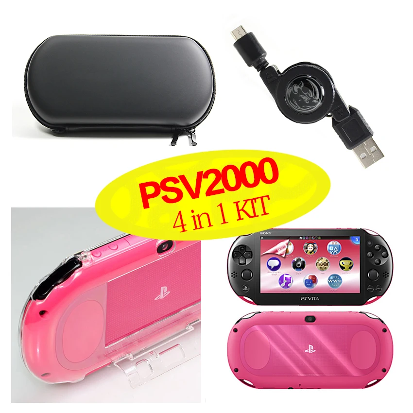 

Game accessories for PSV 2000 4in1( Carry Bag, Travel Hard Case Cover + Crystal case + Date/power cable + Screen protector)