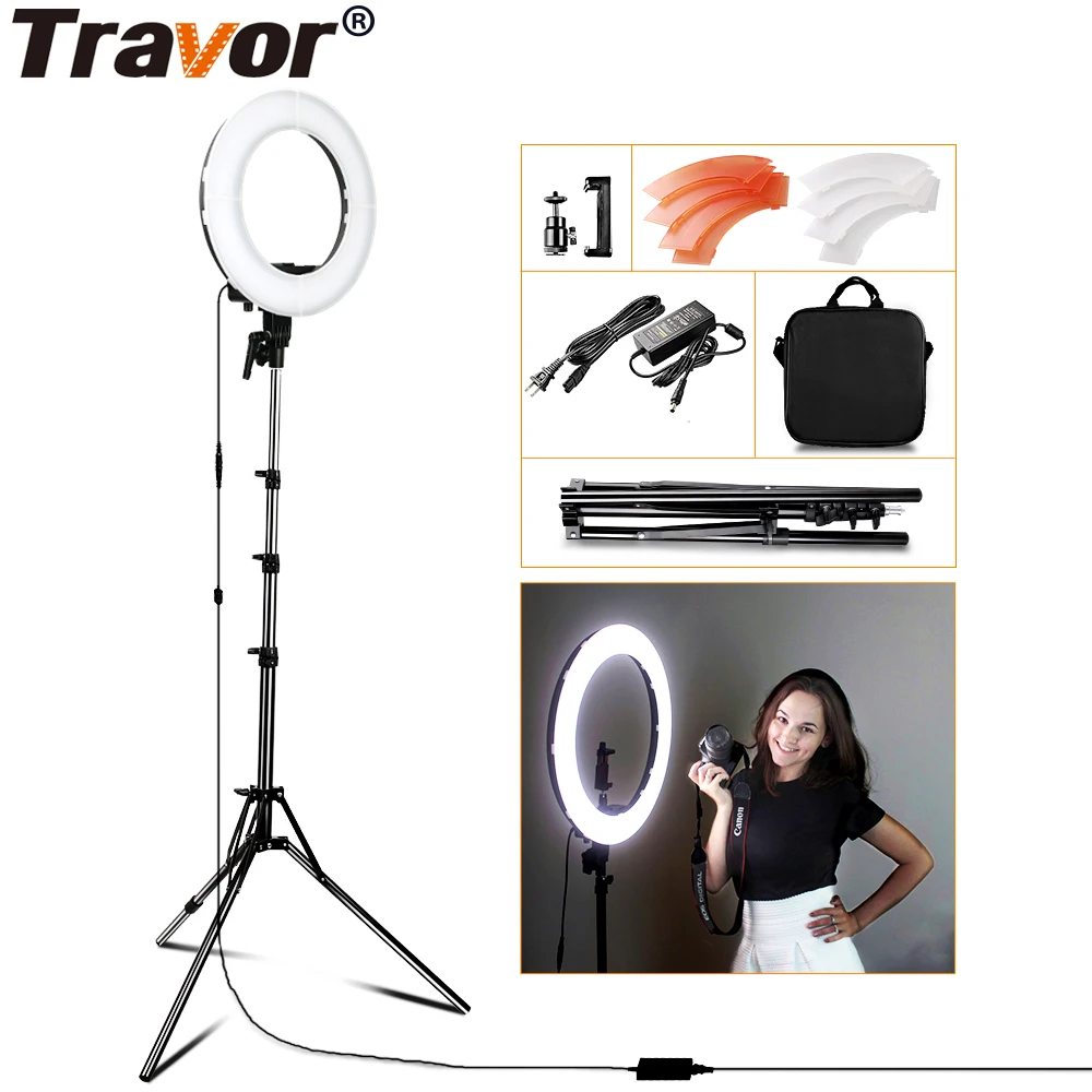 

Travor Studio Dimmable 12" 45W 3200K 5500K LED Camera Video Ring Light Kit with 2M Stand , Color Filer and Carry Bag for Makeup