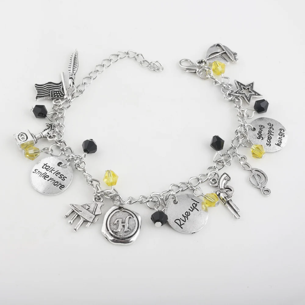 Fashion Trend Jewelry Hamilton Broadway Musical Rise Up Charm Fashion Trend Jewelry Hamilton Broadway Musical Rise Up Charm Bracelet With Gun Star Music Symbol Leaf Bangle In Chain Link Bracelets From