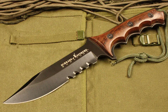 

ToughKeng 5Cr13 Steel Tactical Hunting Fixed Blade Knives Ebony wood Handle Outdoor Survival Knives Cordura Case