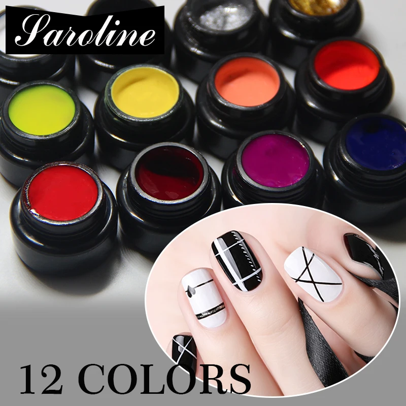 

Saroline Nail Art Painting Gel 12 Colors DIY Pulling Silk Spider Nail Art Semi-permanent Soak-off Uv Led Lamp Nail Gel Manicure